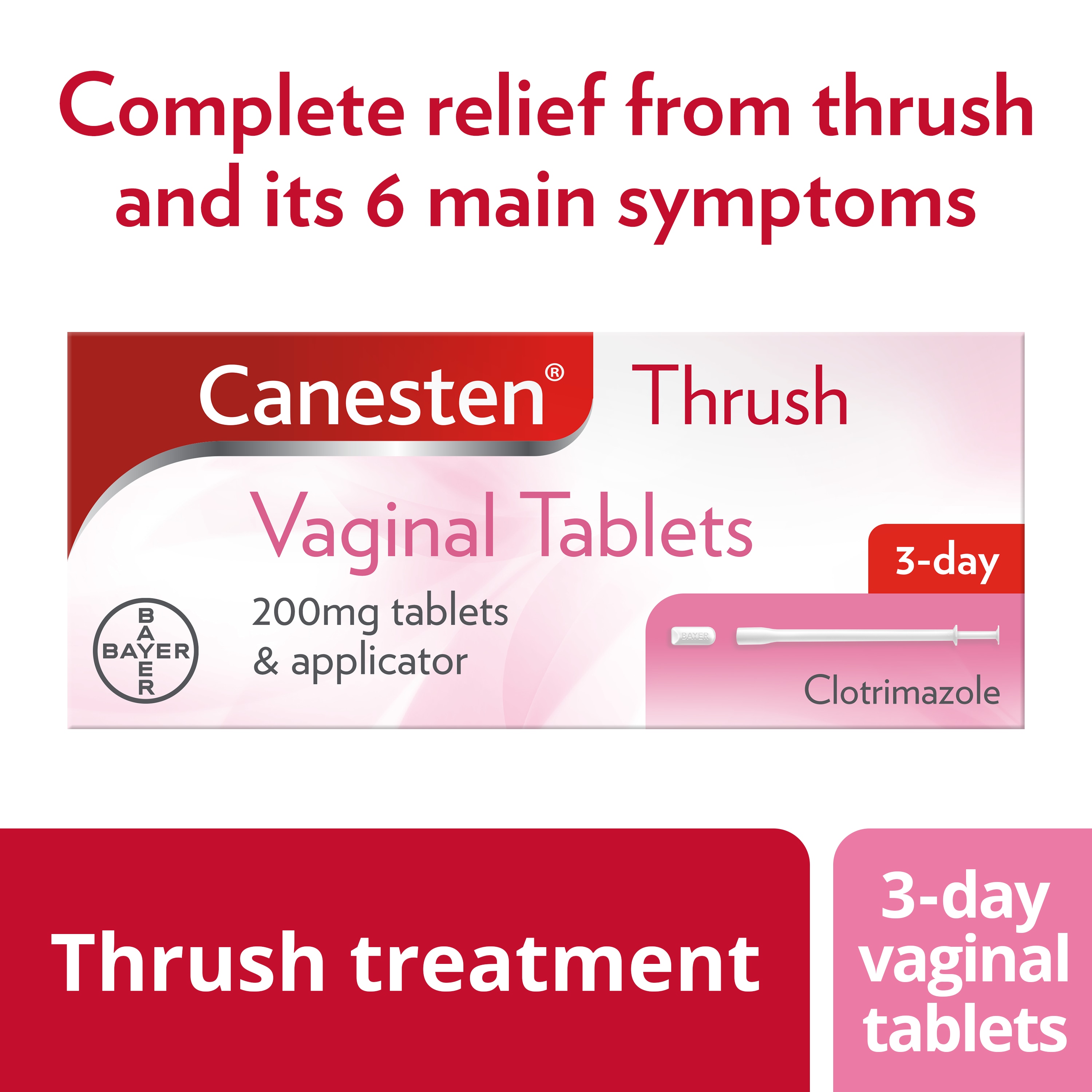 Canesten Thrush 3 day Vaginal Tablets Canesten products